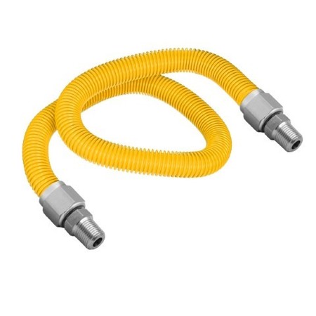FLEXTRON Gas Line Hose 1/2'' O.D.x60'' Len 1/2" MIP Fittings Yellow Coated Stainless Steel Flexible Connector FTGC-YC38-60A